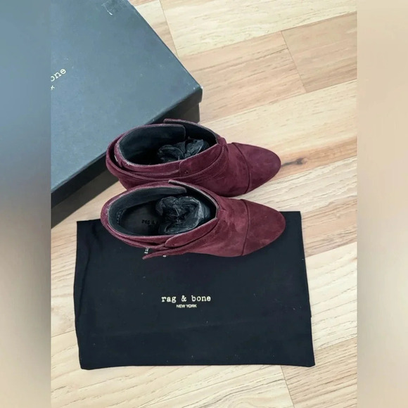 Rag & Bone wine suede ankle HARROW BOOT celebrity favorite size 6.5 - Picture 4 of 15